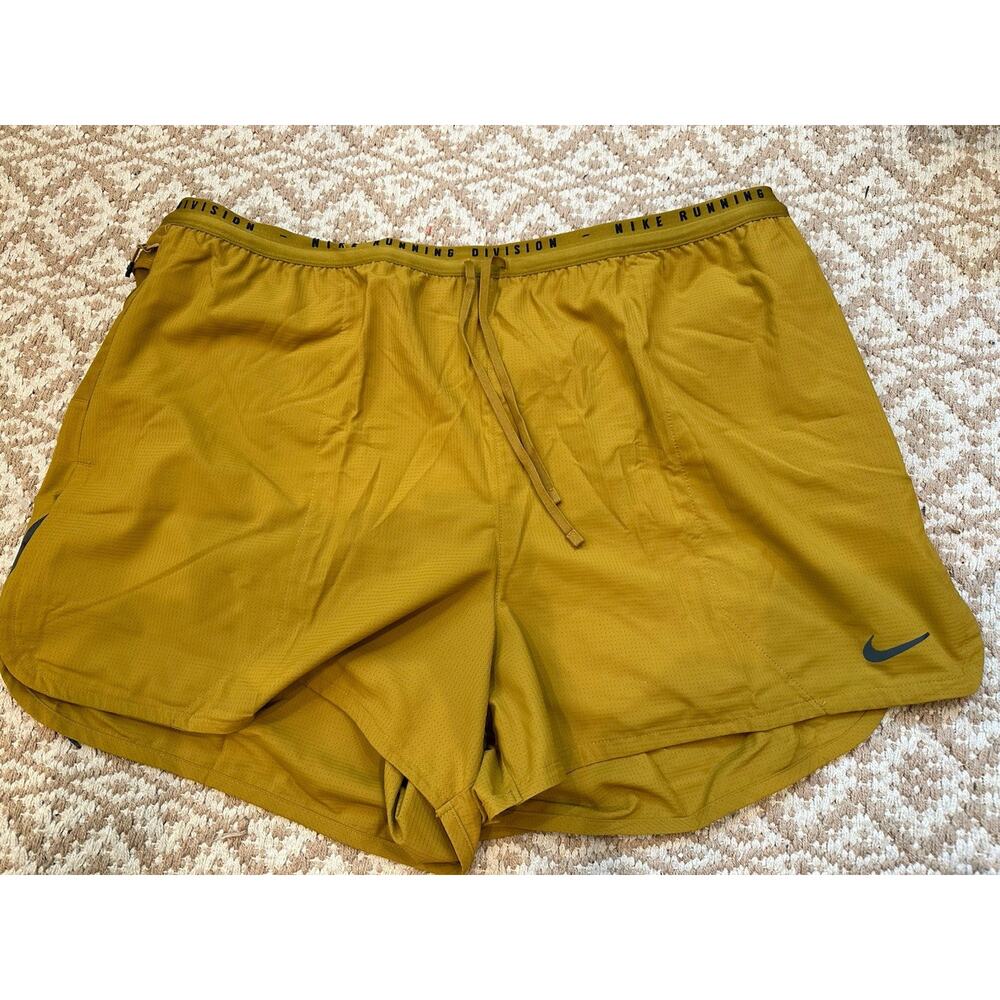 Nike Dri-FIT ADV Running Division 4” Shorts XXL Gold Mustard New With Tags $110